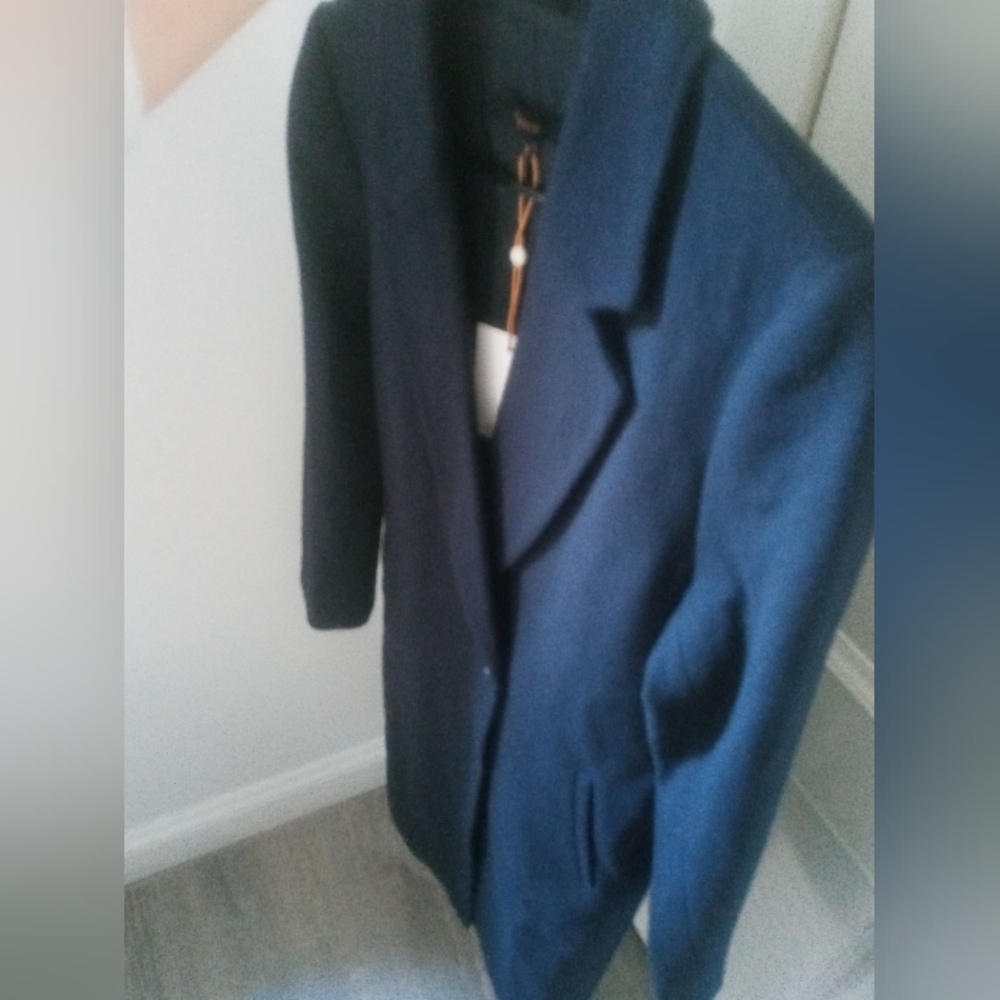 Quince Italian Wool Long Classic Coat. Navy. Small. Perfect Condition. - Picture 8 of 17